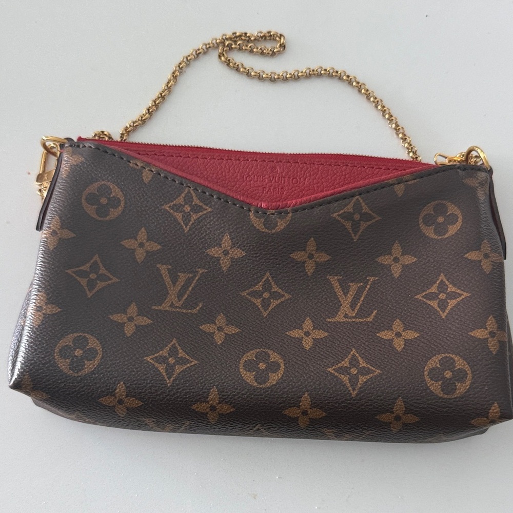 Louis Vuitton Brown and Red Monogram Clutch